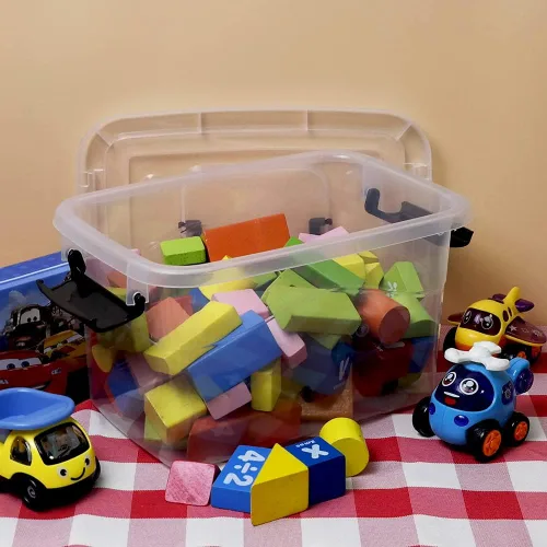 Miniatura 5 de Paquete de 6 cajas de almacenamiento de 5.5 cuartos de galón con tapas, pequeños contenedores de almacenamiento de plástico con asa