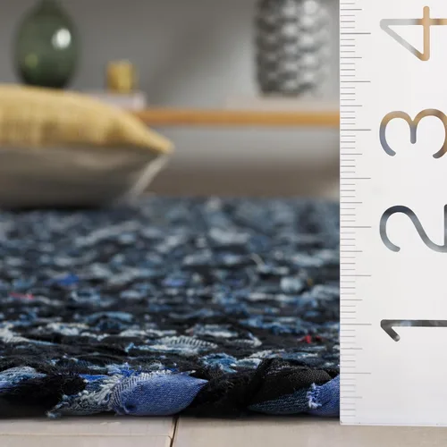Miniatura 4 de SAFAVIEH Braided Collection - Alfombra de pasillo, 2 pies 3 pulgadas x 8 pies, color negro y azul, hecho a mano, reversible, ideal para dormitorio