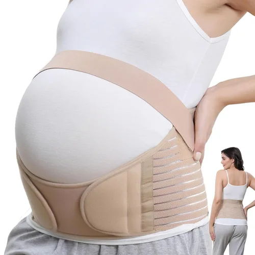 Cinturón de maternidad, marca NEOtech Care (TM), soporte para embarazo, cintura espalda abdomen, corsé, color negro, beige o blanco, m, Beige, 1
