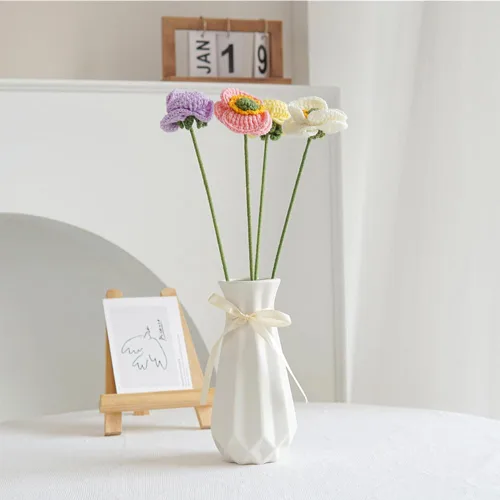 Miniatura 3 de Jarrón de cerámica Origami con cinta, 7.9 pulgadas de alto, diseño artístico florero de flores estilo geométrico para decoración moderna del hogar