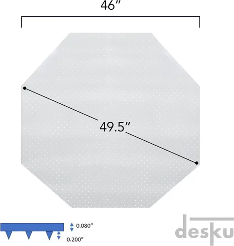Miniatura 3 de Tapete octágono para silla de juegos, computadora y silla de oficina para alfombra, transparente, 46 x 49.5 pulgadas, fabricado en los Estados Unidos