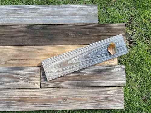 Miniatura 5 de Paneles de pared de madera para despegar y pegar, tablones macizos reales, madera rústica de granero recuperada, combinaciones de marrón y gris, 3