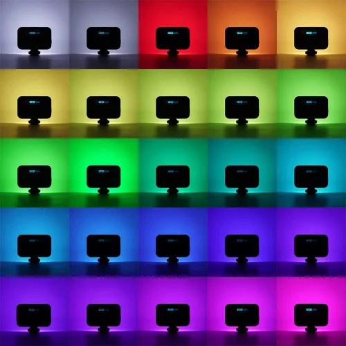 Miniatura 2 de MAXCAM Luz de video colorida RGB en la cámara, 0-360 grados a todo color, opciones de temperatura de color 2500K - 9000K, lámpara de atmósfera