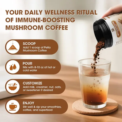 Miniatura 6 de Café de hongos - Café instantáneo en polvo de hongos de melena de león con melena de león, reishi, chaga, cordyceps y cola de pavo - Alternativa