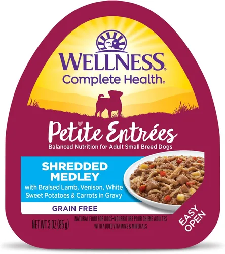 Wellness Petite Entrées - Mezcla triturada con cordero estofado, venado, batatas blancas y zanahorias, taza de 3 onzas (paquete de 12)