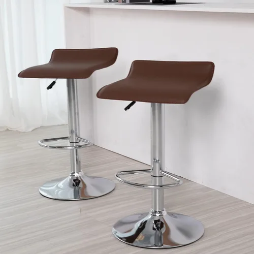 Miniatura 2 de BestOffice Juego de 2 taburetes de bar ajustables, taburetes de bar con modernos taburetes giratorios de piel sintética para silla de altura