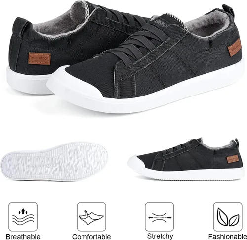 Miniatura 9 de JENN ARDOR - Tenis de lona para mujer, mocasines de meter, moda estilo casual 2022, punta redonda, suaves, cómodos, zapatos planos para caminar