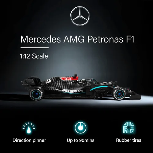 Miniatura 2 de Voltz Toys Vehículo de Control Remoto Licenciado Auténtico 1:12 Mercedes-Benz F1 W11 - RC para Niños y Adultos - RC de 2.4GHz para Regalo