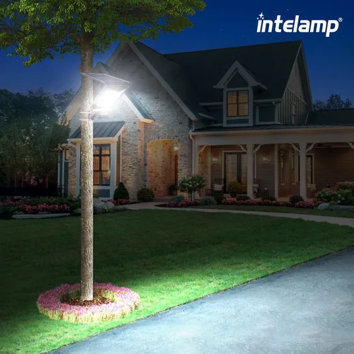 Miniatura 8 de intelamp Luces de calle solares para exteriores impermeables 3000LM 12500mAh Sensor de movimiento dual de atardecer a amanecer lámpara de inundación