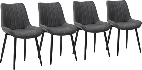 Miniatura 13 de CLIPOP Juego de 2 sillas de comedor, sillas de comedor de piel sintética con asiento tapizado, cojín cómodo con respaldo alto, patas de metal, silla