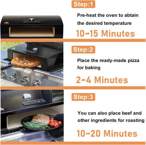Miniatura 4 de BakerStone Horno de pizza al aire libre, horno de pizza de gas propano para parrilla, cámara de cocción de piedra de 5 lados, kit de caja de horno