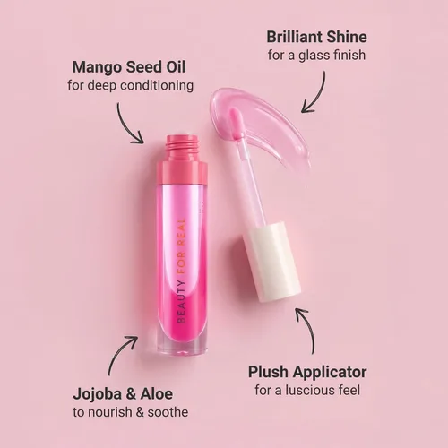Miniatura 5 de Beauty For Real Lip Revival Hi-Shine - Aceite hidratante para labios, estrella brillante (transparente), ligero, antiadherente, acabado brillante