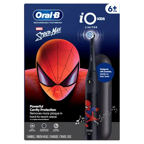 Miniatura 10 de Oral-B iO Kids Limitada Cepillo de dientes eléctrico recargable, Spiderman con 1 Cabezal de Cuidado Suave - Sensor Automático de Presión