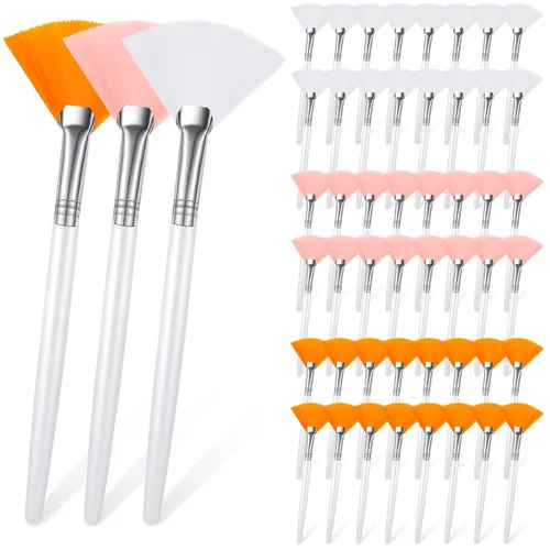 48 cepillos de abanico para aplicadores faciales, multiusos, para maquillaje, máscara facial, aplicador de cepillo suave para mujeres y niñas,