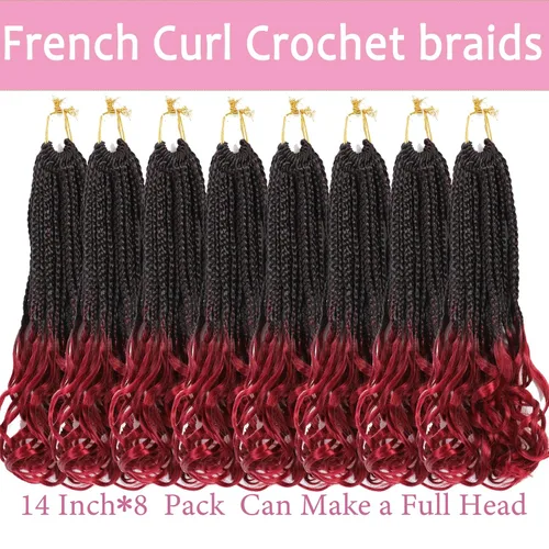 Miniatura 4 de Trenzas de ganchillo con rizos franceses, trenzas de caja de diosa bohemias, cabello trenzado francés preenlazado, para mujeres negras (14