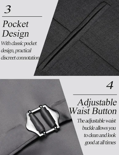 Miniatura 5 de Coofandy chaleco para traje o esmoquin con 5 botones, para hombre.