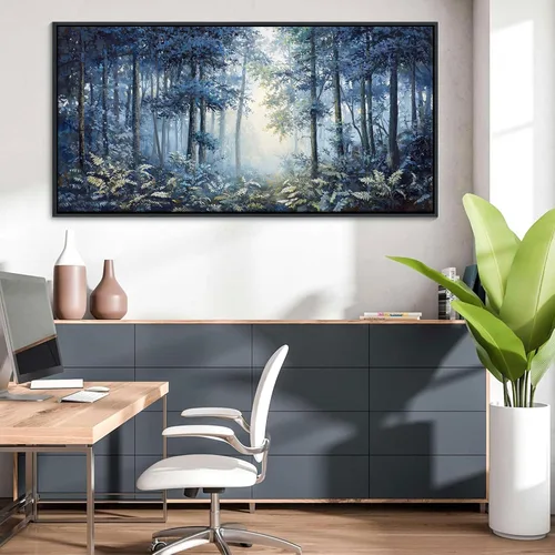 Miniatura 11 de Mofutinpo Arte de Pared en Lienzo Azul Decoración de Pared Abstracta Moderna para Sala de Estar Cuadros Contemporáneos para Decoración de Pared