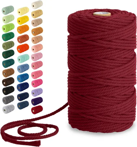 Miniatura 137 de Nook Theory - Cuerda de macramé de 3 mm, 220 yardas de cuerda de algodón, hilo de 4 mm y 5 mm, cuerda para manualidades, perfecta para colgantes