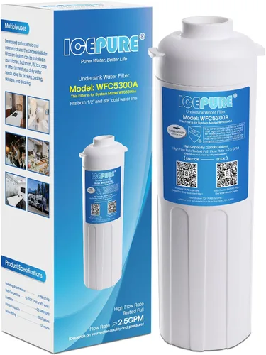 ICEPURE WFC5300A Sistema de filtro de agua debajo del fregadero, vida ultralarga de 3 años o 22000 galones, reemplazo para el sistema de filtración
