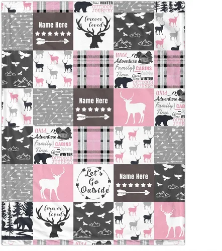 Miniatura 14 de Manta de bebé personalizada con nombre para niños y niñas, manta personalizada con temática de bosque, ropa de cama de franela suave para recién