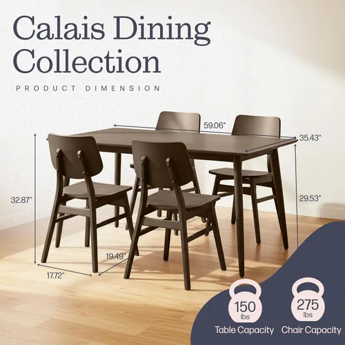 Miniatura 40 de Alaterre Furniture Calais Dining - Juego de 2 sillas de comedor moderno de mediados de siglo, juego de sillas de madera maciza con diseño