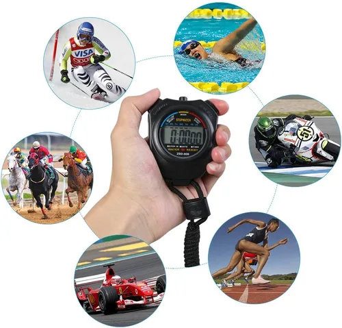 Miniatura 7 de Vicloon Cronómetro deportivo digital con silbato de acero inoxidable, pantalla LCD grande adecuada para fútbol, baloncesto, correr, natación, Negro