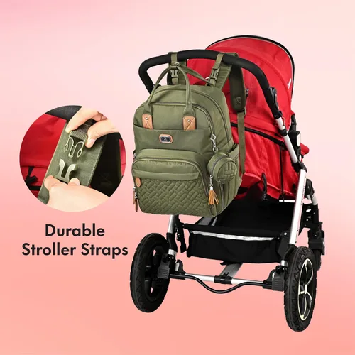 Miniatura 7 de Dikaslon Mochila para pañales con cambiador portátil, funda para chupete y correas para cochecito, bolsas de bebé unisex grandes para niños y niñas