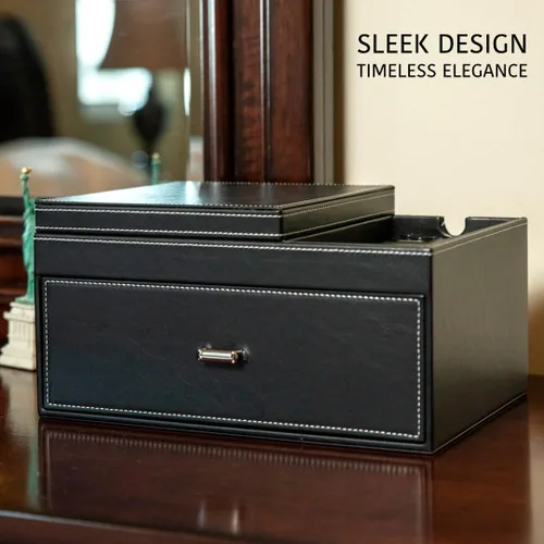 Miniatura 5 de Joyero organizador y bandeja de aparador para hombre, estación de mesita de noche de primera calidad para relojes, anillos y accesorios, elegante