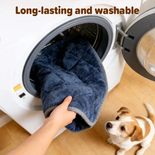 Miniatura 5 de Almohadilla autocalentable para perros y gatos, almohadilla térmica autocalentable para mascotas, antideslizante y lavable, no eléctrica, Azul