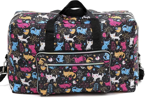Miniatura 2 de Bolsa de viaje plegable grande para mujeres y niñas, bolso lindo floral, bolso de hombro semanal, para pasar la noche, bolsa de equipaje a cuadros