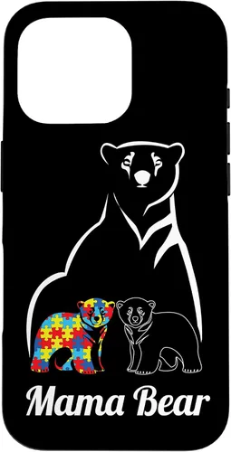 Miniatura 20 de Funda para iPhone 14 Pro Max para concientización sobre el autismo, mamá oso, mamá y niño