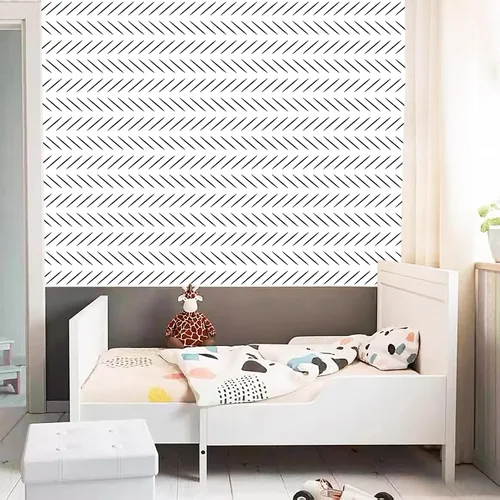 Miniatura 6 de Yun-aeon Papel tapiz de espiga en blanco y negro de 17.5 x 160 pulgadas, moderno papel de contacto geométrico extraíble, papel tapiz autoadhesivo