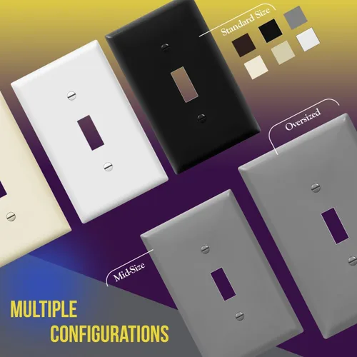Miniatura 7 de ENERLITES Placa de interruptor triple para pared, placa para interruptor de palanca, acabado brillante, tamaño estándar de 3 posiciones 4.50" x Gris