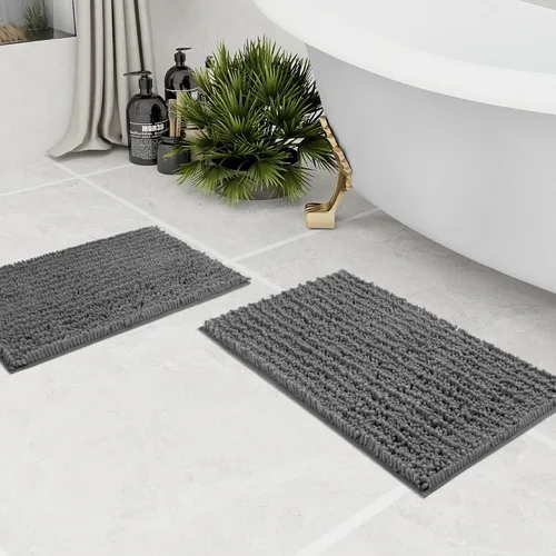 Miniatura 291 de Walensee Alfombra de baño antideslizante (24x17 pulgadas, rosa polvoriento) absorbente de agua, súper suave, lanuda de felpilla, lavable a máquina