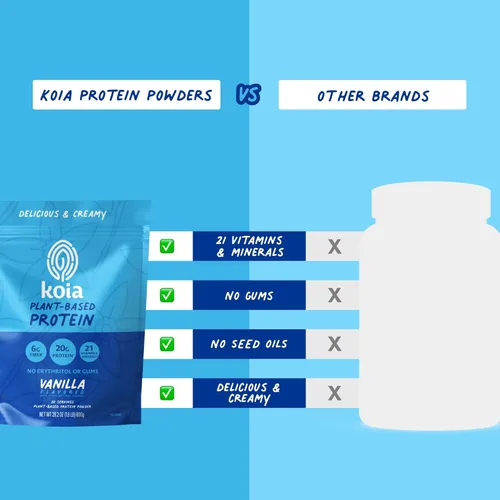 Miniatura 7 de Koia - Proteína en polvo a base de plantas, vainilla, 20 g de proteína, 3 g de azúcar, 6 g de fibra prebiótica, antes y después del entrenamiento