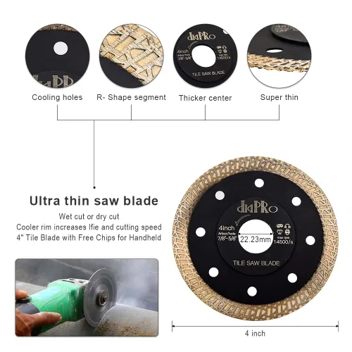Miniatura 3 de 5 unids/lote 4 "Super Thin Mesh Turbo Blade Porcelana Azulejo Sierra Corte para Granito Mármol