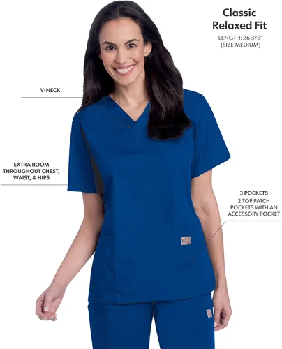 Miniatura 2 de ScrubZone - Parte superior de ambo con manga corta y cuello en V para mujer