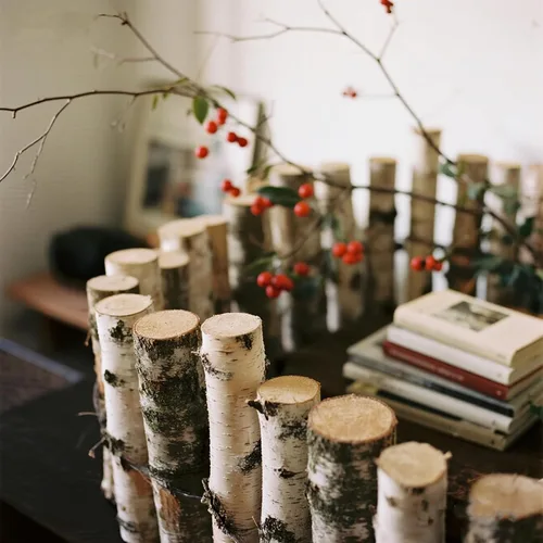 Miniatura 6 de Sancodee Paquete de 6 troncos de abedul blanco para chimenea - Troncos de árbol de abedul para decoración, leña decorativa para repisa falsa