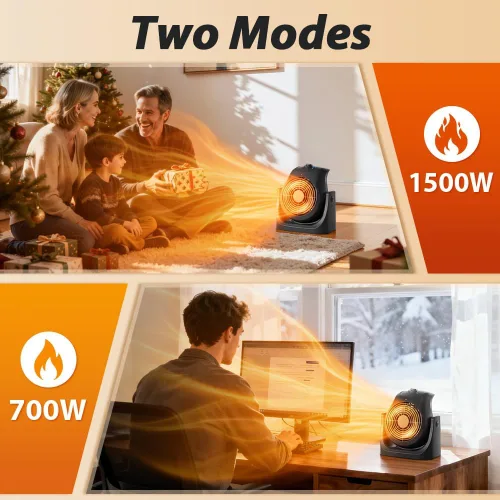 Miniatura 4 de Ventilador de escritorio eléctrico portátil, ventilador de escritorio de enfriamiento, ventilador de calentador 2 en 1, combo con inclinación