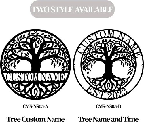 Miniatura 6 de Letrero de árbol genealógico establecido con nombres de familia, letreros de metal personalizados en forma de árbol de la vida para decoración