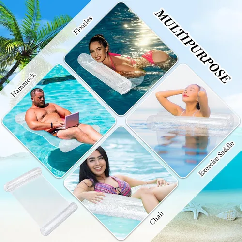 Miniatura 7 de Sratte Flotador de piscina con purpurina, hamaca de agua para piscina, tumbonas inflables para piscina, flotadores de agua multiusos para adultos