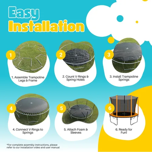Miniatura 4 de SkyBound Trampoline with Safety Padded Poles - 10ft 12ft 14ft 15ft 16ft Large Outdoor Backyard ASTM Approved Trampolines for Kids & Adults - Heavy
