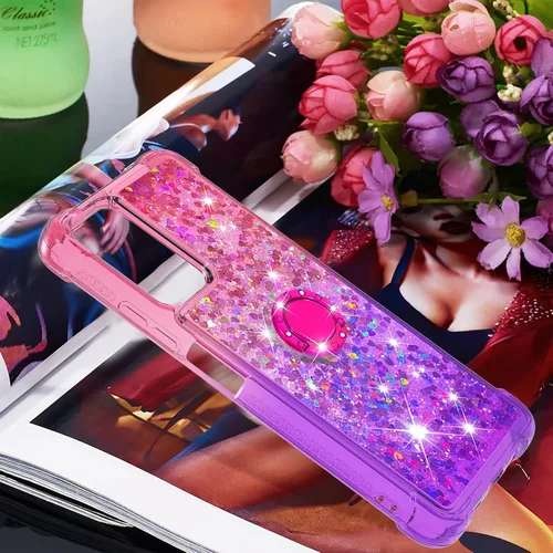 Miniatura 7 de CCSmall Funda transparente con purpurina para Xiaomi Redmi Note 11 4G con soporte de diamante, gradiente líquido que fluye arena movediza Bling