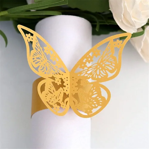 100 servilleteros, servilleteros de papel de mariposa 3D para lugares, recepciones de boda, cenas o fiestas de vacaciones, reuniones familiares,