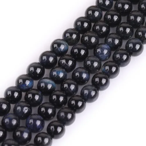 Miniatura 27 de GEM-Inside Cuentas sueltas de piedra natural de lava negra de 8 mm, redondas, piedra de energía para hacer joyas 15' Negro