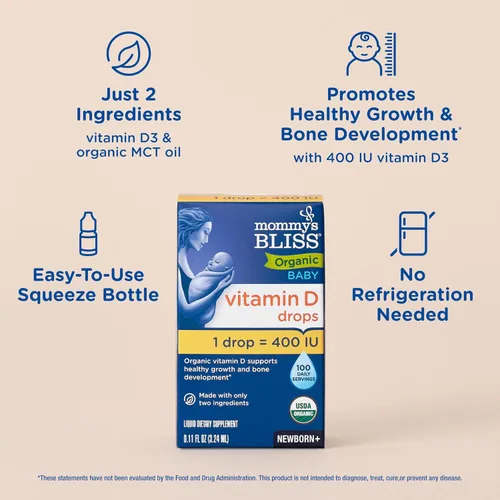 Miniatura 3 de Mommy's Bliss Gotas orgánicas sin color artificial, vitamina D, 0.11 onzas líquidas