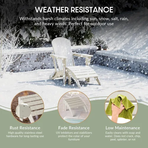 Miniatura 6 de WestinTrends Reposapiés otomano Adirondack para patio al aire libre, taburete de madera de polietileno para todo tipo de clima, ampliamente Arena