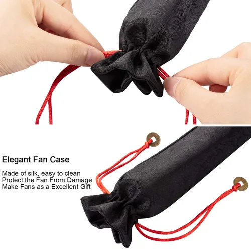 Miniatura 5 de Maitys 4 Paquetes Abanicos Grandes de Aplausos para Baile en Línea Abanicos de Mano Plegables Chinos Grandes para Hombres y Mujeres, Festival, Tai
