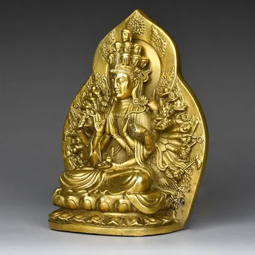 Miniatura 7 de Estatua de Buda, estatuas de Buda, diosa, meditación de Buda zen, bodhisattva de mil manos, Guan Yin, Buda sentado de 6.4 pulgadas (color: amarillo)