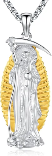 Miniatura 229 de Collar de pentagrama de plata de ley con triple luna, diosa celta, nudo celta, nudo de brujas, Ankh, sol y luna, Hécate, lilith, Santa Muerte
